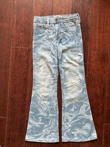 ABERCROMBI  Marble Print Flare Jeans