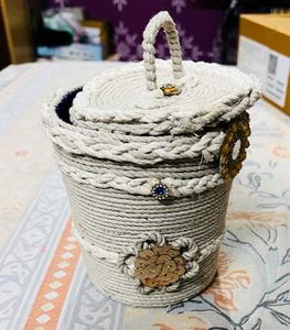 Decorated Rope Basket Only 1 Piece
