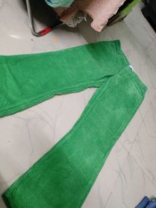 Green Corduroy Flare Leg Pants