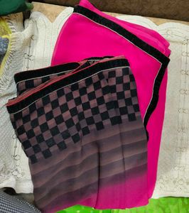 Pink & Brown Saree