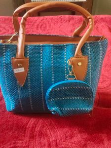 Woven Tote Bag with Coin Purse