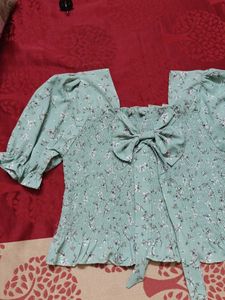 Floral Smocked Top with Bow