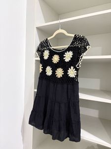 Daisy Crochet Mini Dress