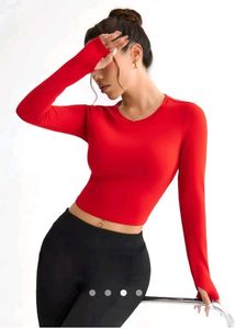 Red Long Sleeve Open Back Top