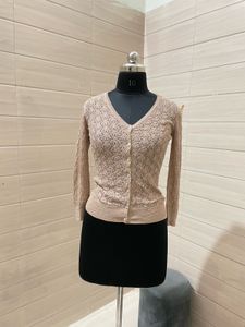 Vinatge Beige Knit Cardigan