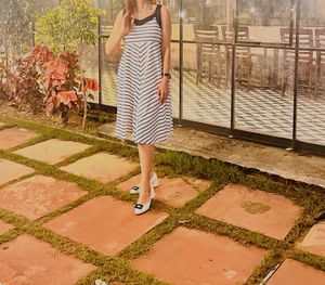 Strappy Black &amp; White Dress L Size