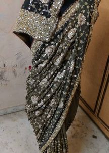 pure Georgette aari an fully zardozi 💯 saree 😍