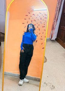 Blue Cutout Sleeve Top