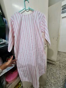 Striped Pink Kurta with Tassels