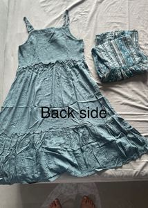 Blue-Grey One Piece With Long Shrug