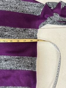 Purple Striped V-Neck Tunic Top