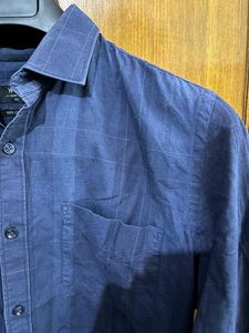 WESTSIDE NAVY BLUE CHECKED SHIRT 38
