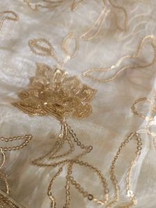 Golden Organza Saree With Blouse