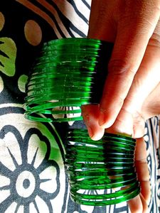 Green Glass Bangles Set 2 Dozen