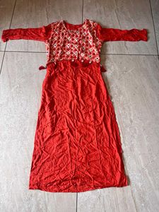 Orange Patterned Kurta