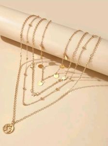 Gold Layered Charm Necklace Set