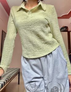 Sage Green Textured Crop Top