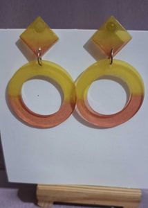 Resin stud Earrings | Yellow red translucent