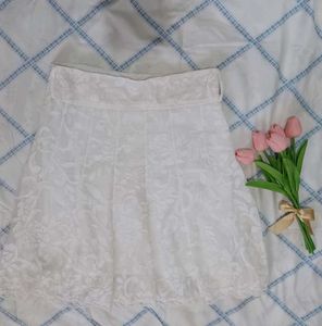 White Pinteresty Lace Kneelength Skirt