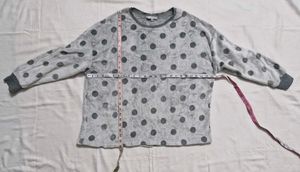 Cozy Gray Polka Dot Sweatshirt