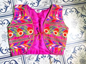 Pink Embroidered Folk Vest