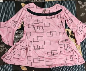 Cute Pink Flared Sleeve Top