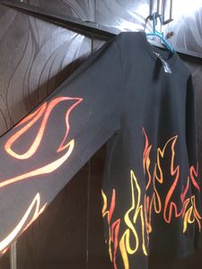 Mens Black Fire Trendy Sweatshirt