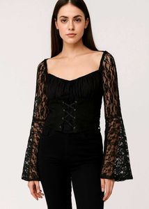 Black Flared Gothic Top