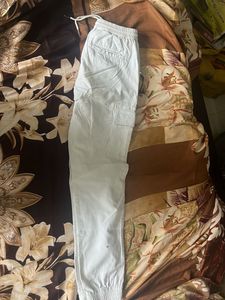 White Cargo Joggers
