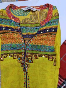 🌼 Biba Yellow Shine Kurta – Festive Chic 🌼