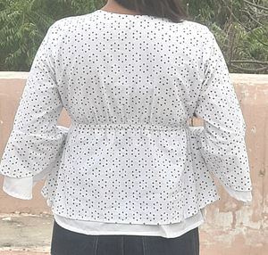 Frill Life Polka Dot Crop Top - White#Studio