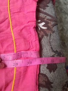 Women Pink Cotton Sequence Embroidered Kurti-S