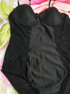 (1300)Vintage Black Lace Bodysuit
