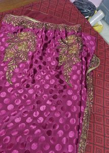 Purple Saree With Embroidery