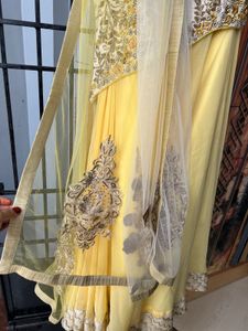 White N Yellow Lehenga Choli Wid Dupatta