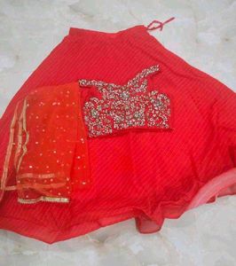 ❤️ Carrot colour off shoulder lahenga 🔥