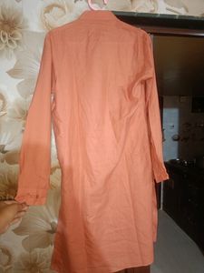 New Hand Stitched Orange Kurta For Men