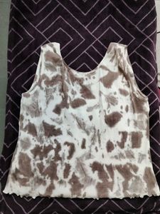 Brown &amp; White Tie-Dye Tank Top