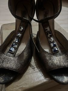 Clark’s Metallic T-Strap Heels