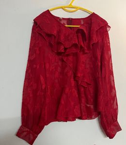 Red Ruffle Blouse