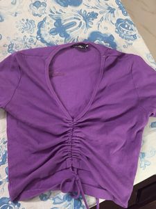 Zudio Purple Drawstring Crop Top