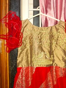 Elegant Red &amp; Gold Ethnic Gown