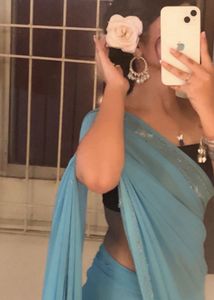 y2k fully heavy Blue Embellished Saree