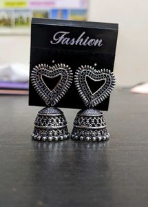Heart Jhumka Earrings