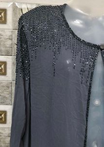 Elegant Beaded Grey Cardigan