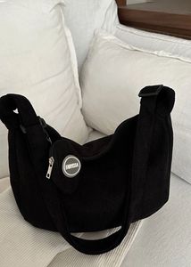 Chic Black Corduroy Crossbody Bag