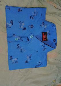 Floral Print Shirt - Light Blue