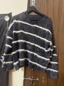 Striped Fuzzy Knit Sweater