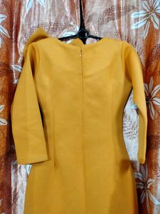 Bodycon Mustard Midi Partywear Dress Western