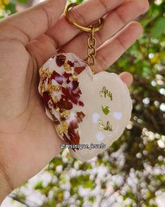 Rose Preserved Couple Name Keychain